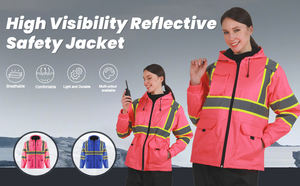 سترة سلامة نسائية مقاومة للماء مقاومة للرياح بسحاب للأماكن الخارجية من ANSI/ISEA متوافقة مع الراحة والقدرة على التحمل أكسفورد - Product Image 3