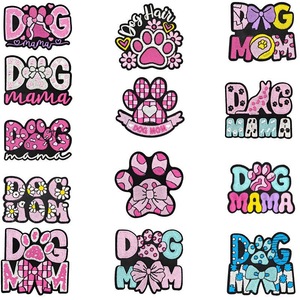3IN Cute Pink Dog Mom <strong>Patch</strong> Bow Heart Animals Dog Mama Iron on Embroidery <strong>Paw</strong> Fabric Applique <strong>Patches</strong> for Trucker Hats Mom Gifts - Product Image 1