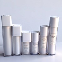 Flacon pompe à vide sans air en plastique acrylique blanc à double paroi, flacon pompe de luxe pour crème pour le visage et sérum pour le corps