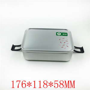 Custom Eco Friendly Rectangular Aluminum <b>Lunch</b> <b>Box</b> 176x118x58mm Metal Bento <b>Box</b> Food Storage Container with Side Latches - Product Image 3