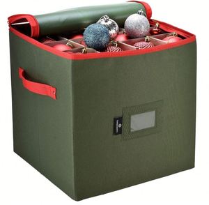 Moderna Caja de Almacenamiento de Tela Oxford de 4 Niveles con Tapa, Diseño Rectangular Plegable, 64 Bolas de Adorno Navideño, Solución de Organización Navideña - Product Image 2