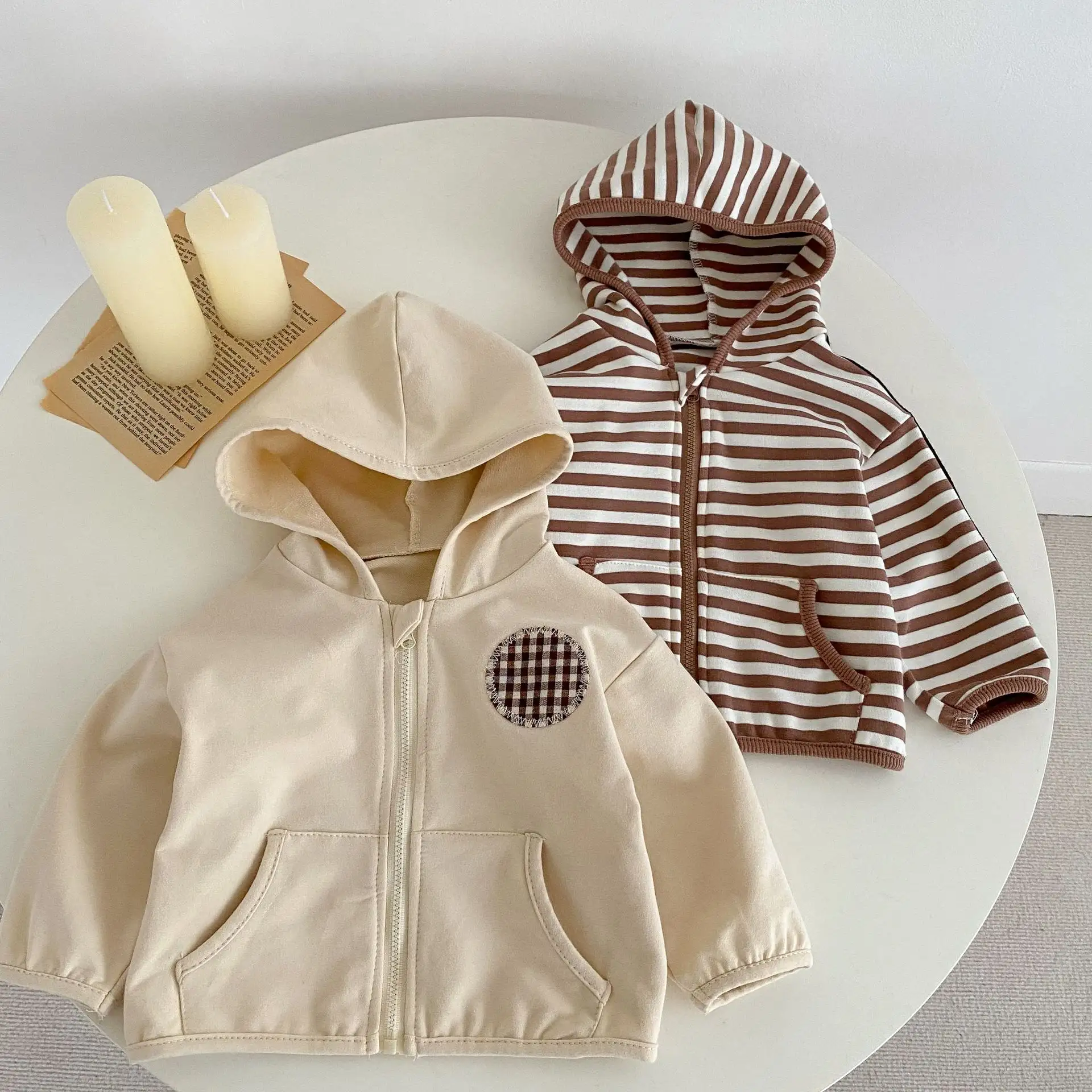 Spring 2023 Infant Clothing Unisex Baby Hooded Zipper Long Sleeve Coat Newborn Cardigan Coat