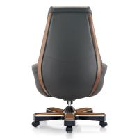 Chaise de bureau ergonomique de luxe en cuir véritable pivotante moderne pour PDG et managers contemporains