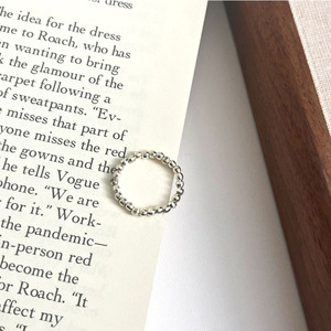 925 Sterling Silver Bead <b>Ring</b> Elastic Cord Minimalist Korean Style Unisex Everyday Wear Jewelry - Product Image 4