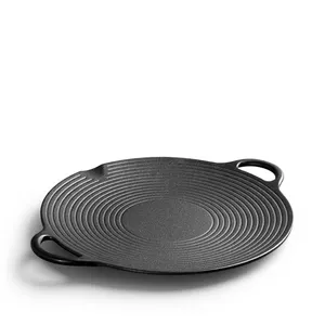 Korean Style Double Handle Non-Stick Cast Iron Barbecue Plate Fring Pan BBQ Grill Pan for Outdoor Camping Picnic