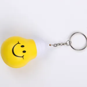 PU benutzer definierte Logo Smiley Glühbirne Schlüssel bund Stress ball für die Förderung