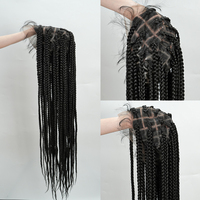 Perruque Complète en Dentelle Sans Colle Tressée en Cheveux Synthétiques Fibre Haute Température de Vendeur pour Femmes Noires
