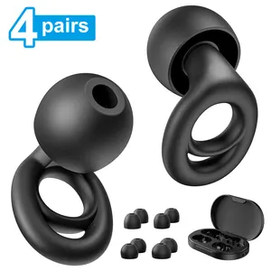 OEM XS S M L 4 Sizes Soundproof Noise Reduction Earplugs Reusable Silicone Soft Ear Plugs for Sleeping, Swimming, Snoring, Study