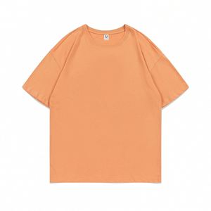 Design Custom logo Pure Cotton T-shirt High Quality Solid Color Big O Collar Casual Style LOGO Custom Design - Product Image 5