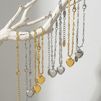 Bracelet chaîne avec pendentif cœur pour femme, bijoux géométriques couleur or, vente en gros