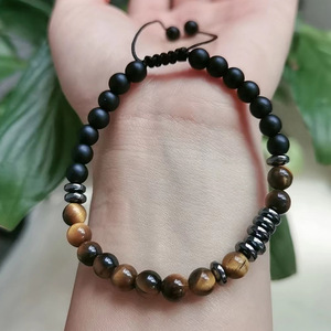 สร้อยข้อมือถักคู่ ปรับขนาดได้ ทำจากหินไทเกอร์อายธรรมชาติ 6 มม. ลายมอร์ส  รุ่นฮอต มิส ยู - Product Image 5