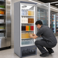 Vitrine réfrigérée verticale à porte vitrée simple, modes de refroidissement et de congélation, contrôle intelligent de la température pour usage commercial