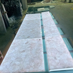 Encimera de Cuarzo Cristalino Blanco Natural Retroiluminada a Medida, Lavabo de Piedra Translúcida para Baño - Product Image 2