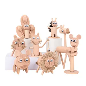 Diy木制动物木制芯片木制儿童手工玩具木制diy玩具