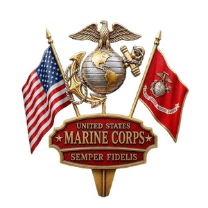 Plaque décorative en pin TJ Marine Corps avec drapeaux et globe, motif dessin animé pour affichage extérieur dans le jardin - Product Image 5