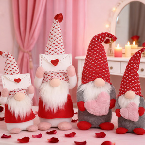 Decoración de San Valentín: Muñeco de Peluche de Gnomo sin Rostro con Forma de Corazón, Adorno de Papá Noel de Tela, Regalo para Ventana o Mesa - Product Image 1