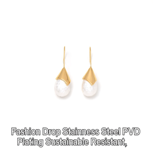 Boucles d'oreilles pendantes tendance en acier inoxydable 316L avec placage or PVD, durables et résistantes - Product Image 2