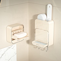 Ensemble de porte-savon mural, porte-savon en plastique imperméable avec couvercle, organisateur de rangement pour salle de bain et cuisine