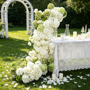 Camino de mesa de flores artificiales de seda hecho a mano para bodas, telón de fondo para graduación, decoración de fondo para fiestas de Halloween. - Product Image 1