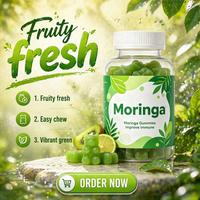 Gummies de Moringa sans sucre, marque privée OEM, très demandées, pour soutenir l'énergie et améliorer la fonction immunitaire