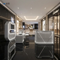 Vitrine de luxe en bois éclairée par LED pour montres et présentoir moderne en métal pour parfums, unique pour les magasins de bijoux et centres commerciaux
