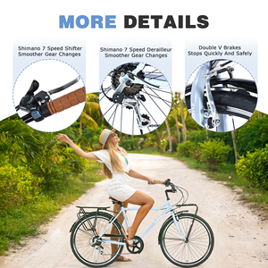 ZUKKA 26 Polegada <span class=keywords><strong>Vintage</strong></span> Estrada Bicicleta Com Estrutura De Aço e V Freio 7 Velocidade Commuter City Bike Entrega Rápida - Product Image 5