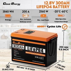 Paquete de Baterías Cloudenergy de 12V 300Ah 3840Wh, Energía de Respaldo con Más de 6000 Ciclos, BMS de 200A para Aplicaciones de Iones de Litio CL12V-300B Cloude - Product Image 5