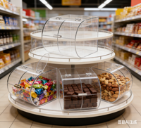 Bac de rangement sur mesure en acrylique transparent pour bonbons en vrac, bac incurvé pour céréales, distributeur de nourriture en vrac