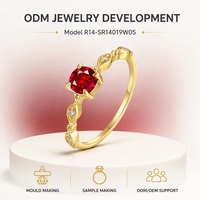 Eleganter S925 Silber Damenring im minimalistischen Luxus-Design mit simuliertem Granat und Rubin-Edelstein im Ranken-Design für Hochzeiten