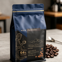 Sachet à café à fond plat, impression personnalisée, finition mate, doublure en aluminium, fermeture éclair refermable, emballage anti-humidité pour sucre