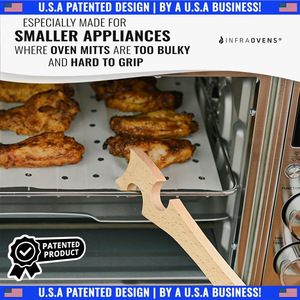 Wooden Oven Rack Pull Rod With Long Handle For Convection Ovens And <b>Toasters</b> 3-5kg Capacity Single Hook Design - Product Image 2