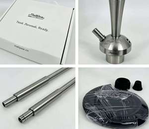 Stainless Steel Mattpear Hookah Stem Set Single Hose <b>Portable</b> Shisha Accessory Kit with Gift Box for <b>Bar</b> Home Travel - Product Image 2