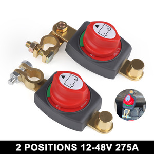 Interrupteur de déconnexion du borne négative de la batterie 12-48V en laiton avec bouton marche/arrêt rouge pour voiture, camion, bateau - Product Image 2