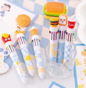 Ensemble de stylos à bille créatifs en plastique de 10 couleurs papeterie Hamburger crème glacée frites Pizza stylo promotionnel - Product Image 3