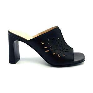 Mode carré bout ouvert femmes bloc talon sandales fleuri <span class=keywords><strong>creux</strong></span> en cuir femme talon pantoufles - Product Image 2