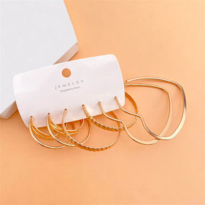 VKME – ensemble de boucles d'oreilles en métal doré, personnalisé Punk, grande étoile, cœur, cerceau en bambou pour cadeau de fête, <span class=keywords><strong>2022</strong></span> - Product Image 5