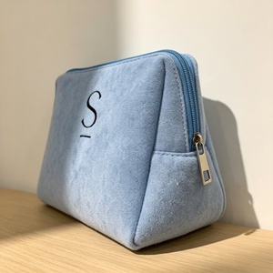 Large Capacity Soft Terry Cloth Cosmetic Bag Portable <b>Travel</b> Toiletry Bag Embroidery Logo Cosmetics Storage Zipper Pouch - Product Image 6