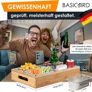 Basicbird Couchbar Wooden <b>Snack</b> <b>Tray</b> With Compartments For Beer Remote And <b>Snacks</b> Multifunctional Serving <b>Trays</b> - Product Image 2