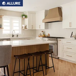 Allure furnitur pintar putih mewah Pvc desain kustom pernis Rta Shaker Modular Set kabinet dapur Modern