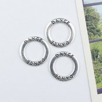 Fournisseurs de bijoux DIY en alliage de zinc électroplaqué, accessoires en forme de cercle avec inscription DANCE, pendentif anneau pour collier