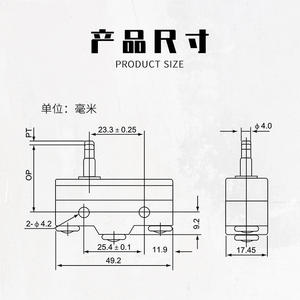 Microinterruptor Eléctrico CM-1305 de CNTD Changde, Auto-Reiniciable, de Límite de Recorrido, Botón Recto - Product Image 5