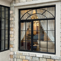 Ventana Corredera de Vidrio con Marco de Aleación de Aluminio Negro, Estilo Rejilla Francesa, Duradera e Insonorizada