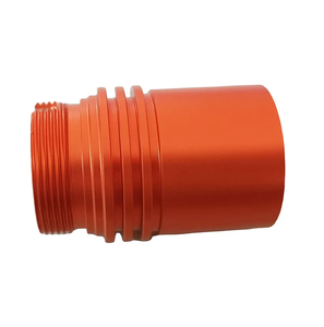 Carcasa cilíndrica roscada de aluminio anodizado naranja, mecanizada por CNC a medida, con ranura superior tubular para piezas de equipos de motocicleta - Product Image 5