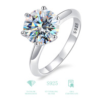 Anillo de Compromiso Solitario de Moissanita y Diamantes para Mujer en Plata de Ley 925 Auténtica con Piedras Preciosas, Joyería Fina de Lujo