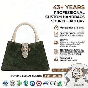 Olive Green Suede Trapeze Bag Luxury Python Pattern Cream Handle Gold Hardware Daily Chic Fashion Women Handbag Custom OEM - Product Image 1