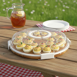 Plat à œufs à la <span class=keywords><strong>diable</strong></span> avec couvercle, récipient hermétique <span class=keywords><strong>pour</strong></span> servir et <span class=keywords><strong>transporter</strong></span> les amuse-gueules lors de la fête de Pâques - Product Image 6