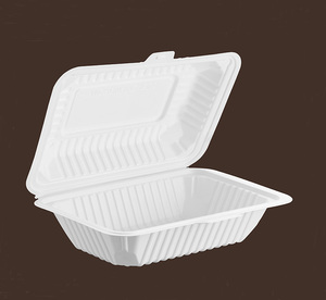 Tiya ภาชนะใส่อาหารแบบใช้แล้วทิ้งทรงสี่เหลี่ยมผืนผ้าสำหรับไมโครเวฟพลาสติกอาหารสีขาว - Product Image 1