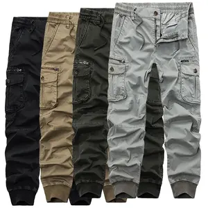 Custom Logo Solid Straight Cargo Pants Fitness Sports Men's Trousers High Quality Multi-pocket Cargo Pants