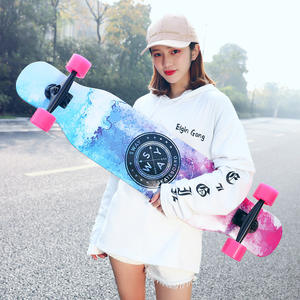 Skateboard Longboard Professionale a Quattro Ruote con Doppio Rocker per Ragazze, Tavola da Danza per Principianti Bambini, Deck in PU 104cm - Product Image 1