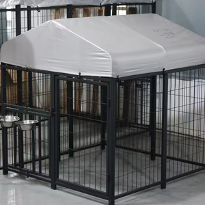 <span class=keywords><strong>Cage</strong></span> de style moderne pour animaux de compagnie en fer et en bois avec toit facile à nettoyer pour prendre soin des chiots et des chiens - Product Image 1